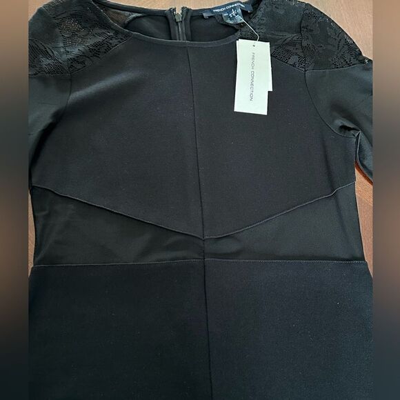 French Connection Women Dress Tatlin Black Lace Trim Party Cocktail Dress size 8 - Picture 6 of 7